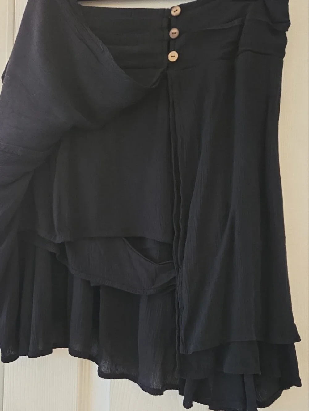 Free People Black Mini Skirt with Subtle Ruffle Hem
